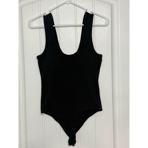 Nuuds Black Thong Bodysuit Small Essential Basics